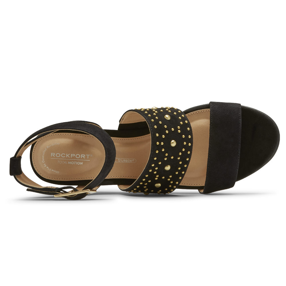 Sandálias Rockport Mulher Pretas - Total Motion Taylor Studded - 68025LUNS